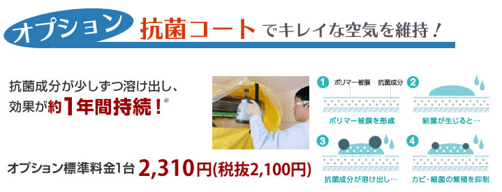 オプションの抗菌コートでキレイな空気を維持！